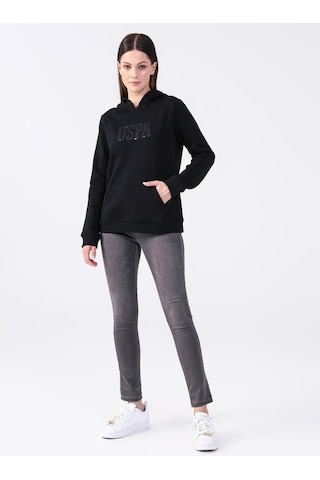 U.s. Polo Assn. Kapüşon Yaka Baskılı Siyah Kadın Sweatshirt Gızmo-sk022 Siyah