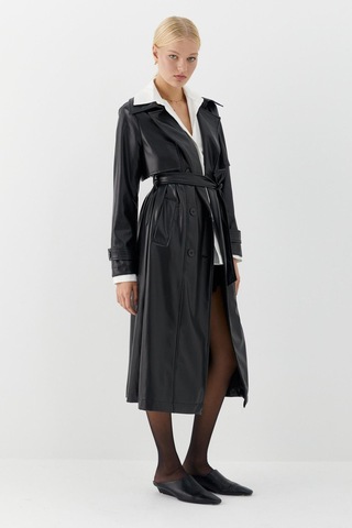 Aller Parça Deri Trençkot Siyah Siyah