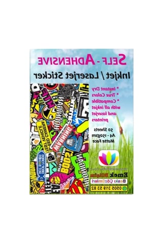 A4 Yapışkanlı Etiket Kağıdı, Mat Yüzeyli, 120gsm 50 Yaprak Diğer