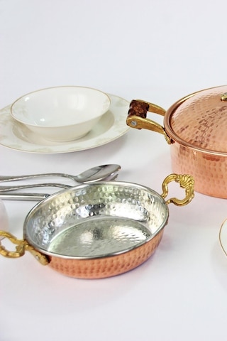 Gür Bakır Bakır Tek Kişilik Sahan Yumurta Tava Kuymak Menemen Tava 16 Cm