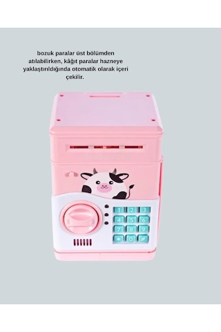 Pembe Elektronik Şifreli Otomatik Para Çeken Atm Kumbarası Diğer