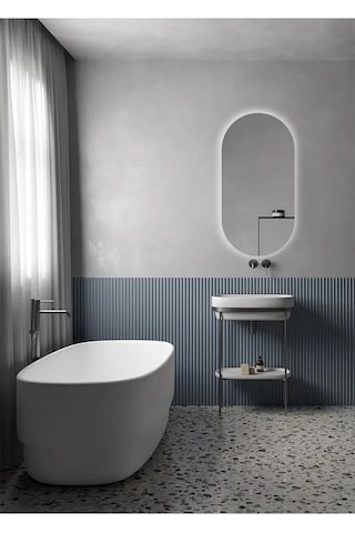 Fawdecor Led Işıklı Oval/kapsül Duvar Aynası 45 X 90 Beyaz Işık