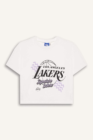 Defacto Kız Çocuk Nba Los Angeles Lakers Bisiklet Yaka Kısa Kollu Tişört E7632a825hser98 Ekru