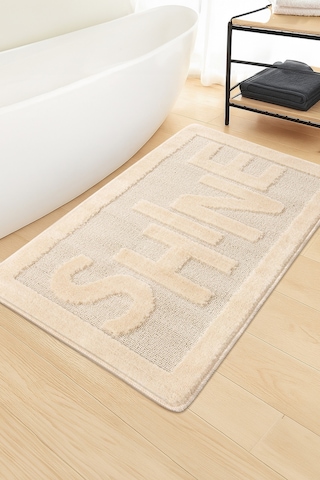 Doğal Kaymaz Taban Banyo Paspas Uzun Ömürlü Yumuşak Dokulu Su Emici Yıkanabilir Shine 60x100 Krem
