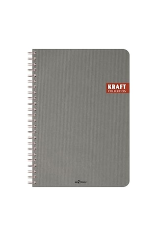 Kraft Ofis Defter Spiralli Çizgili Gri Çok Renkli