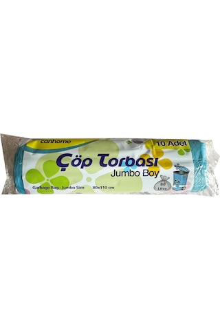 Canhome Jumbo Boy Çöp Torbası Poşeti Mavi 210 G 80 L 10'lu 1 Rulo 80 x 110 CM