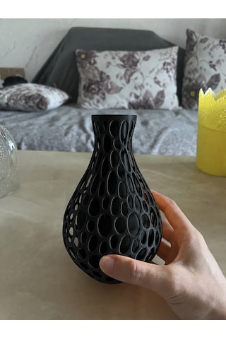 Buradabulabilirsin 3d Baskı Petek Dokulu Vazo - Delikli Dekoratif Vazo-siyah Bbz