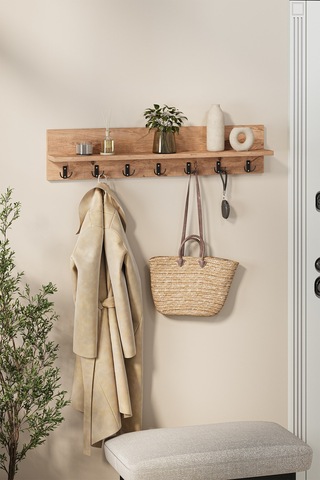 Bofigo Portmanto Duvar Askılığı Elbise Askılığı Yıldız Çam 91 Cm Çam