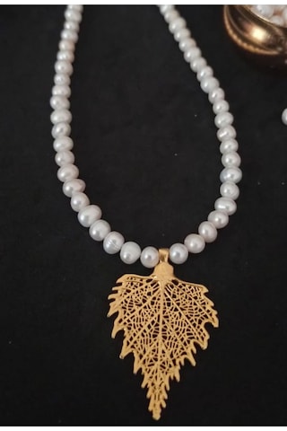 24k Altın Kaplama 1. Kalite Gerçek İnci Yaprak Detaylı Tasarım Fa Çok Renkli