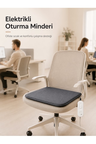 Beylini Omak 220v Elektrikli Isıtıcı Minder 30x45 Cm 5 Kademeli Termostatlı Kumandalı Ofis Büro Ev Bahçe Koltuk Sandalye El Ayak Isıtma Minderi 1