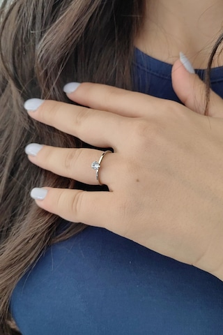 Chavin 4 Mm Parlak Silver Tek Taş Bayan Çelik Yüzük Ev31by 001