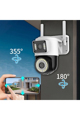 Wifi Güvenlik Kamerası Çift 1080p 2mp Çift Kamera 2.4g/5ghz Wifi Ev Güvenliği Algılama Alarmı İki Yönlü İnterkom Uygulama:yoosee