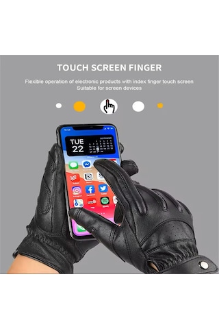 Yunboo M Beden Siyah Kürkü Motor Eldiveni - Dokunmatik Ekranlı, Spreyli, Darbe Emici, Kaymazlı, Soluklastırıcı Sürüş Eldiveni