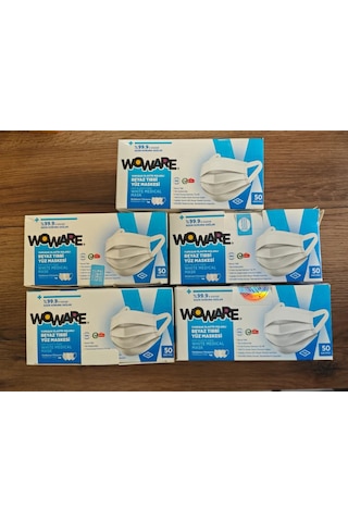 Woware Lastikli Telli Cerrahi Yüz Maskesi 5 x 50'li