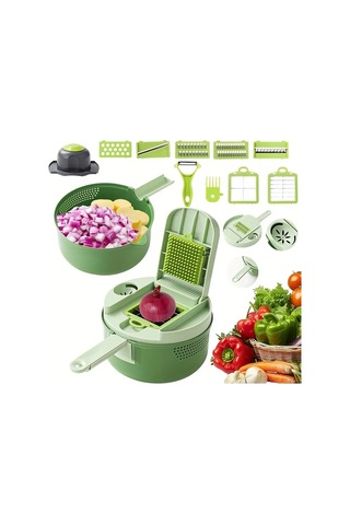 Honeybeeshop Manuel Mutfak Sebze Meyve Dilmece 14in1 Büyük Parçalar Keskici Güçlü Tasarım Kilitli Hıyar Soğan Havuç Domates Ev Profesyonel Şefler İçin 1 Parça