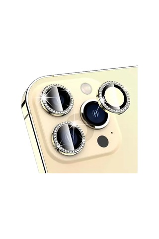 BİNANO Apple Uyumlu iPhone 14 PRO/14 PRO MAX TAŞLI GOLD KAMERA