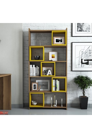 Variant Box Kitaplık Ve Çalışma Masası Takımı - Ceviz / Sarı