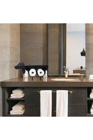 Karikatür Tasarım Rulo Kağıt Tutucu Dikey Doku Raf Tuvalet Kağıdı Organizatör Kağıt Tutucular Siyah 16.5 x 12.2 x 11.2 CM