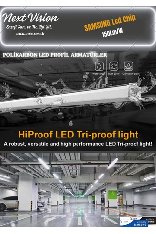 Pc Led Etanş Armatür 20w 3000lm 3000-4000-6500k
