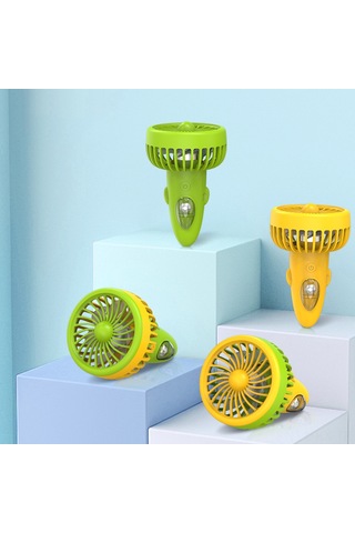 Kangvka F6 Sarı-yeşil Boyutlu Usb Şarjlı Mini Fan 3 Hız Ayarı Ellerden Bağımsız Tasarım Ev, Dışarı, Seyahat Ve Ofis İçin Taşıma Kordonu Kaliteli Pp-abs Malzeme