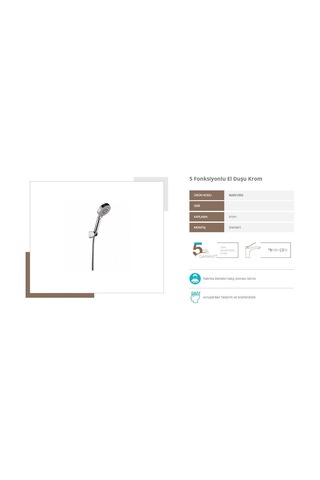 Nsk Basics 5 Fonksiyonlu Mafsallı Banyo El Duş Sistemi N2821302 Krom