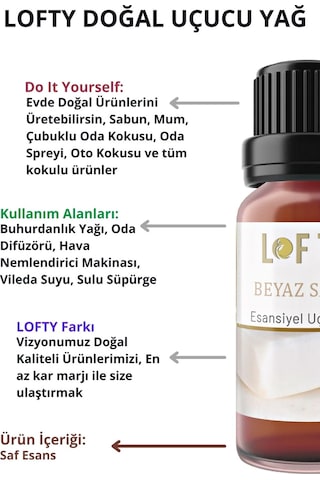 Lofty Lavanta Beyaz Sabun Uçucu Yağ Buhurdanlık Esansı Oda Kokusu 10 ML