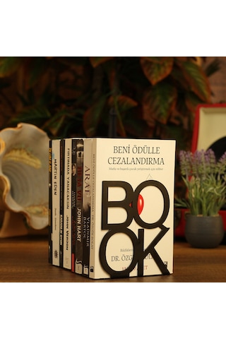 Book Yazı Desenli Model Kitap Desteği - Ev Ve Ofis Dekoratif Este