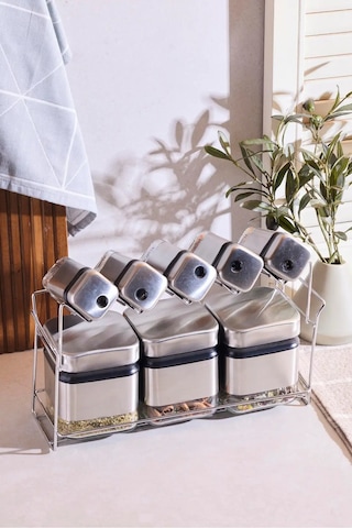 Cubıc 7'li Standlı Baharat Takımı Seffaf ŞEffaf