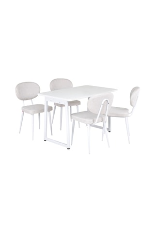 Vilinze Deniz Sandalye Biga Mdf Sabit Metal Ayak Mutfak Masası Takımı - 70x120 Cm Sigmakrem