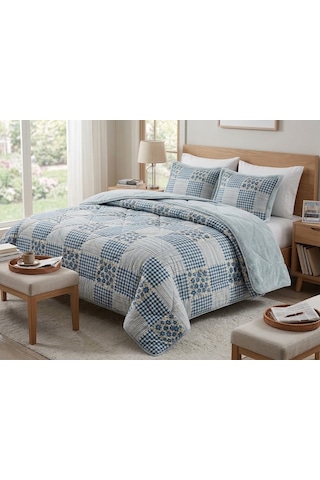 Comforter Çift Kişilik Yorgan Set / 220x240 / Çeyiz / Yorgan /set Açik Mavi