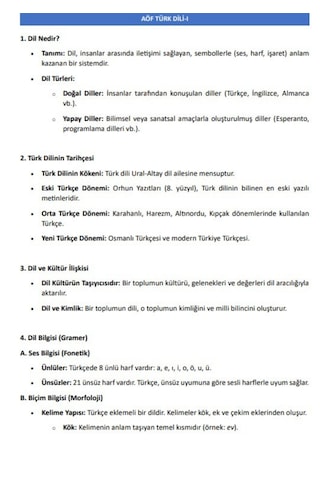 Aöf Türk Dili 1-2 Yardımcı Kitap