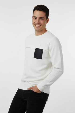 Baglan Erkek Mevsimlik Sıfır Yaka Sweatshirt Bgl-st04864 Ekru
