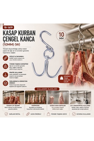 İbico 10 Mm W Kasap Kurban Çengel Kancası- 10'li Paket