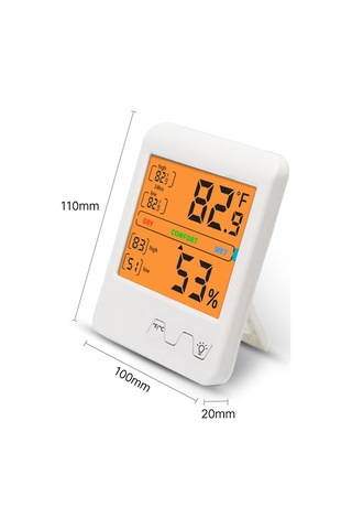 Moveevo Dijital Oda Sıcaklık Nem Ölçer, Büyük Ekran, Geri Aydınlatma, 24 Saatlik Bellek, Konfor Hatırlatıcı, Masaüstü/duvar Kurulu