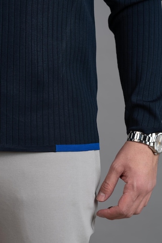Bisiklet Yaka Likralı Microfilament Kumaş Slimfit Erkek Sweatshirt Lacivert
