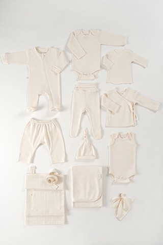 Tinylamb Pure Organik Yenidoğan Hastane Çıkış Seti - 11 Parça Krem