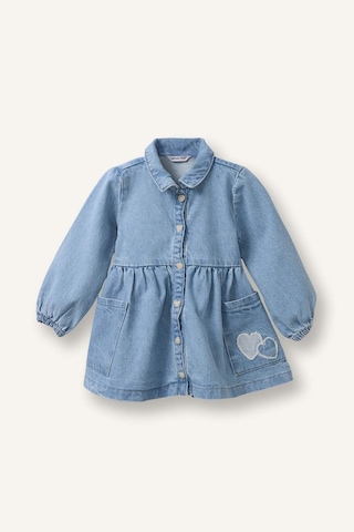 Defacto Uzun Kollu Jean Elbise Kız Bebek H0372a526smnm39 Mavi-nm39