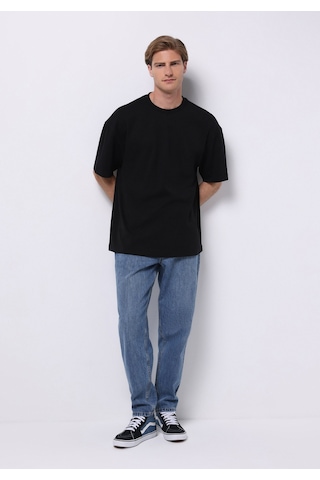 Colin's Colins Oversize Fit Yuvarlak Yaka Düz Erkek Siyah Kısa Kol Tişört Cl1076602 Q1.v1 Blk Siyah