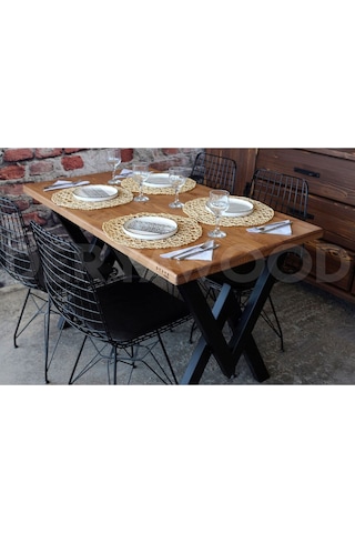 Masif Ahşap Laurus Sulamalı Yemek Masası 8 Kişilik 85 x 220 x 76cm