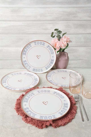Keramika Enjoy Your Food Nordic Servis Tabağı 28 Cm 4 Adet 22973 Çok Renkli