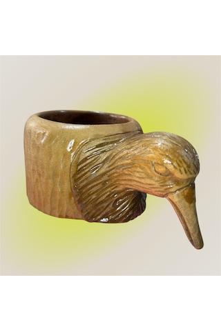 Ahşap El Oyması Balıkçı Kuş Kuksa . Ahşap