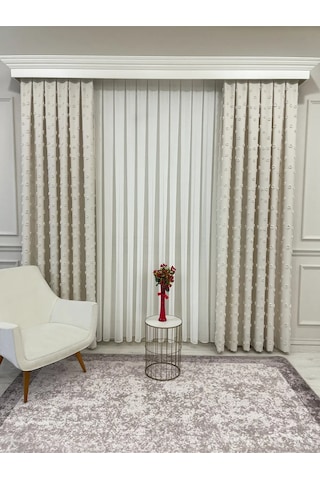 Brillant Carla Puffy Püsküllü Perde İstenilen Tüm Ölçülerde Ekru Ekru