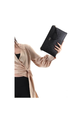 Silver Polo Sp1034 Kadın Portföy & Clutch Logolu Siyah-siyah