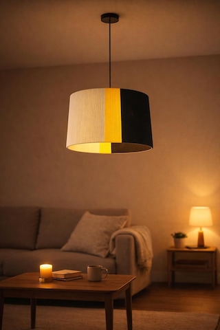 Modern Sarkıt Avize 3 Renkli Beyaz/sarı/siyah Kumaş Abajur Minimal Tavan Aydınlatma Salon, Yemek Odası, Yatak Odası İçin Şık Pendant Lamp Diğer