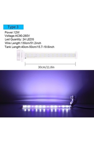 My Topped 22cm Akvaryum Klips Led Aydınlatma, Mavi Beyaz, Balık Ve Mercan Renkleri, Uygun Farklı Akvaryumlar İçin