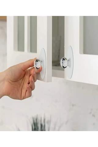 Mucit Home Şeffaf Kristal Başlıklı 2'li Yapışkanlı Kulp Dolap Çekmece Kulp Tutacak Askı Renkli