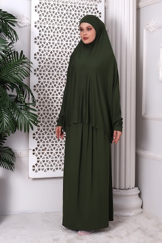 2 Parça Pratik Namaz Elbisesi 8016 Haki