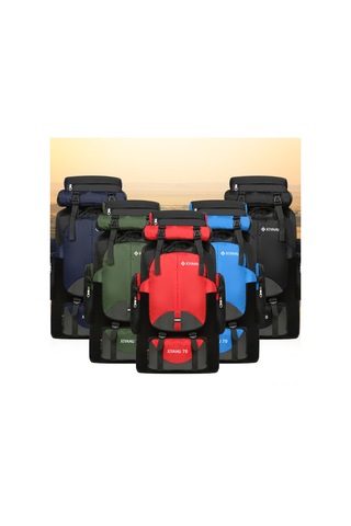 Lemestar Outdoor Spor Sırt Çantası 70l Büyük Kapasite Nylon Hiking Kamp Climbing Yolculuk Reflektör Çizgili Erkek Kadın Unisex Asker Yeşili Çok Renkli