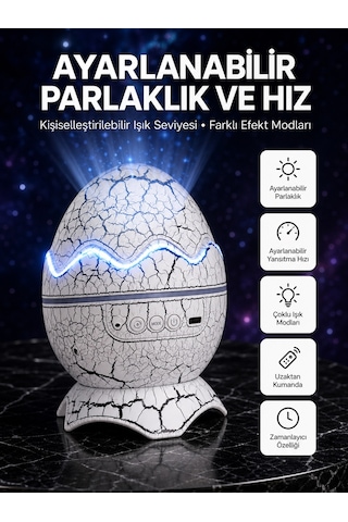 Dinozor Yumurtası Tasarımlı Projektörlü Gece Lambası Sarı 46289065
