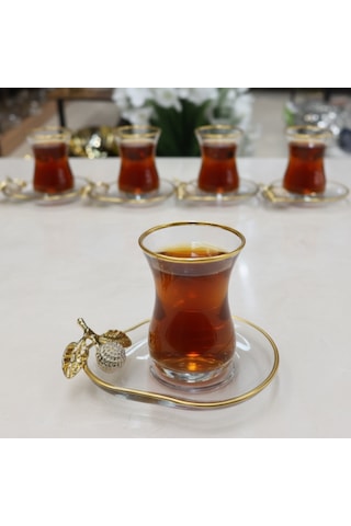 Özel Seri 6 Lı Çay Seti Hediyelik Çay Takımı Altın